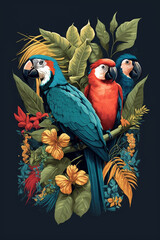 Macaws on a branch