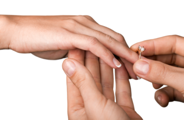 Close up Groom Putting the Wedding Ring on bride's finger