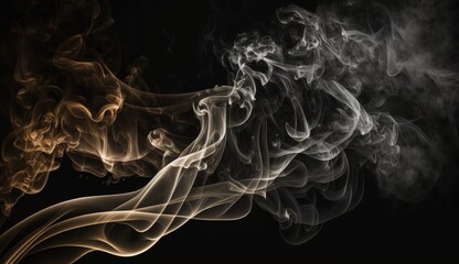 Colorful abstract, smoke, and mist on black background. Fog in the dark. Generative AI
