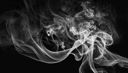 Abstract, smoke, and mist on black background. Fog in the dark. Generative AI