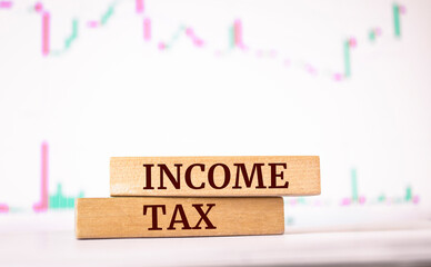Wooden blocks with words 'Income Tax'. Economy and business concept