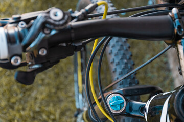 Fototapeta na wymiar Detalhes das peças de uma bicicleta. Mountain bike.