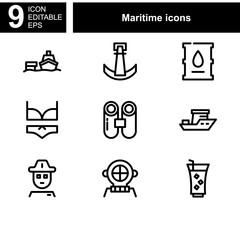 maritime icon or logo isolated sign symbol vector illustration - Collection of high quality black style vector icons 
