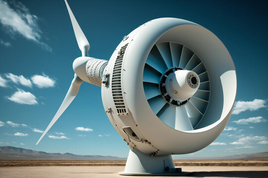 Futuristic Abstract Model of Wind Turbine Electricity Generator Generative AI © LayerAce.com