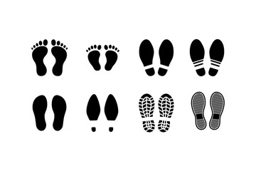 set of different human footprints vector illustration