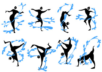 水飛沫をまとったブレイクダンスを踊るシルエット