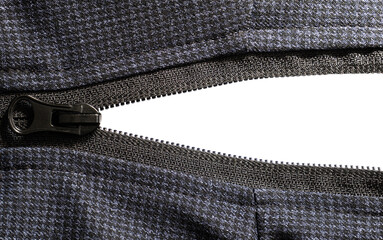 Realistic open zipper for copy space