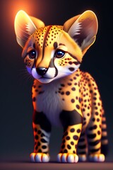 Baby Jaguar in colorful collage. 3D Illustration