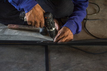 Repair window frame with new mosquito wire screen.