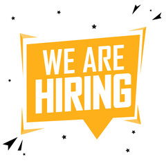 We are Hiring Now, speech bubble banner design template, join our team, vector illustration
