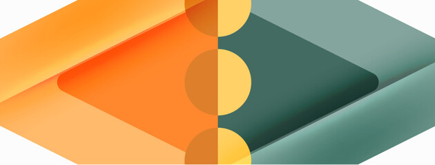 Trendy minimal geometric abstract background. Triangles, squares and circles bright colors backdrop. Vector Illustration For Wallpaper, Banner, Background, Card, Book Illustration, landing page