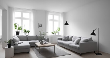 Fototapeta na wymiar A Contemporary Swedish Home: An Interior Look at the Living Room generative ai