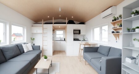 Fototapeta na wymiar Modern Danish Living Room Interior generative ai
