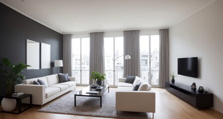 Obraz na płótnie Canvas Modern Luxury in a San Francisco Palace: An Inside Look at the Living Room Interior generative ai