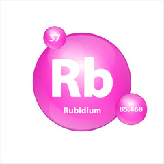 Rubidium (Rb) icon structure chemical element round shape circle Pink. 3D Illustration vector. Chemical element of periodic table Sign with atomic number. Study in science for education.	