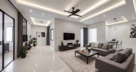 Fototapeta na wymiar Modern Luxury Living in a Brazilian Estate Interior generative ai