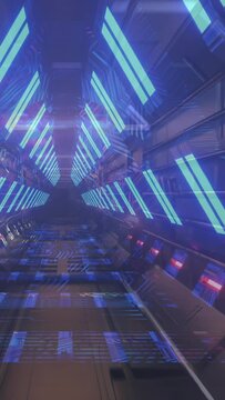 Animation of screens over digital tunnel