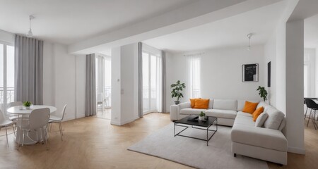The Minimalist French Condo Living Room: A Refined Interior generative ai - obrazy, fototapety, plakaty