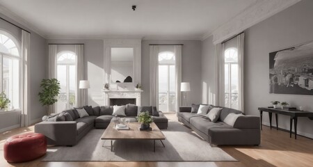 Fototapeta na wymiar A Glimpse of Modern Luxury in a San Francisco Chateau Living Room generative ai