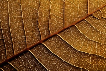 Close-up image of the texture and veins of a leaf showcasing the intricate patterns found in nature  | Generative AI