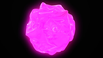 Light pink glowing multidimensional energy sphere. Pink color shining purple cosmos round wave isolated on purple background. Magic mysterious orbs.