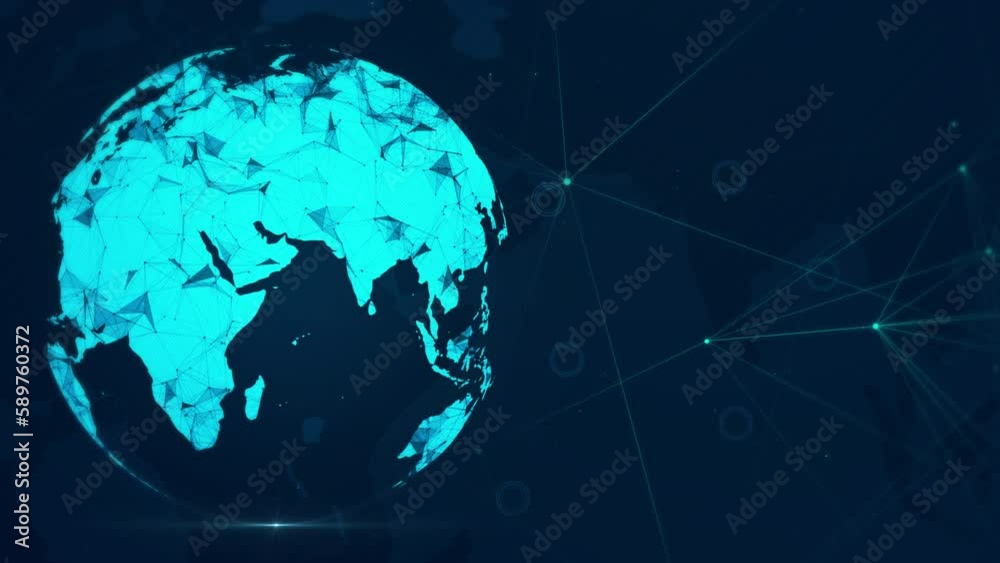 Wall mural 4k plexus sphere technology network abstract background