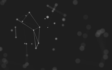Abstract background. Molecules technology with polygonal shapes, connecting dots and lines. Connection structure. Big data visualization.