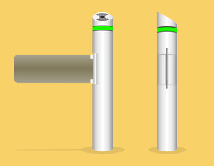 Swing turnstile, Security system. Turnstile blocks unauthorized passages into and out of a site or building.