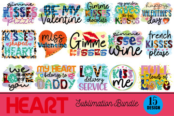 Naklejka premium Heart Sublimation Design Bundle