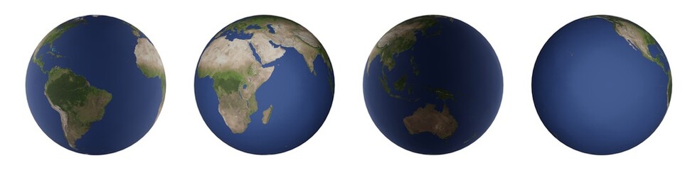 Earth four-sided png transparent view, world map