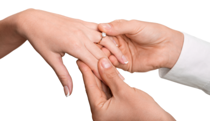 Close up Groom Putting the Wedding Ring on bride's finger