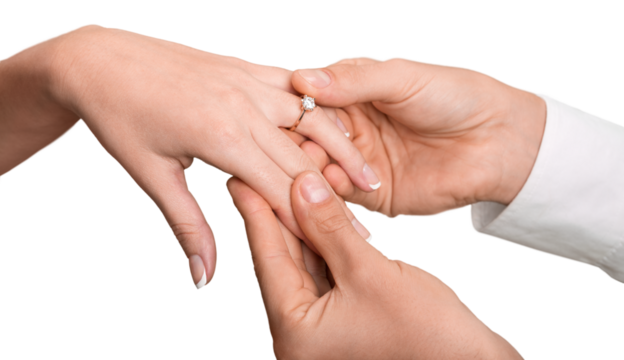 Close up Groom Putting the Wedding Ring on bride's finger