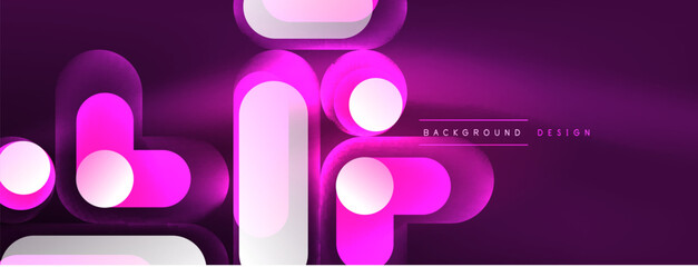 Neon circle abstract background. Template for wallpaper, banner, presentation, background