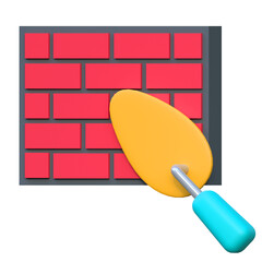 building brick wall labor day icon 3d illustration
