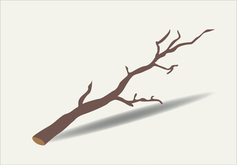 Black line art brunches. Abstract tree trunk. Vector illustration