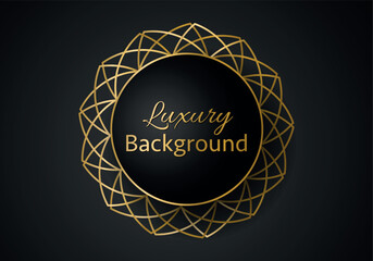 Golden shapes on dark black background. Luxury realistic concept. 3d paper cut style. Vector illustration for design.