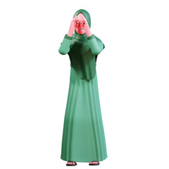 3D Character Muslim Female with green clothes
