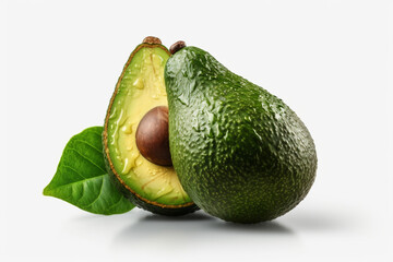 Avocado with a leaf and the word avocado on it