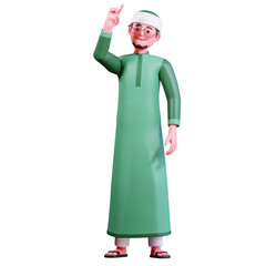 3D Character Muslim Male with green clothes