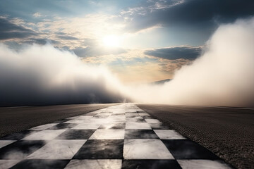 The checkered background is above the smoke above the floor