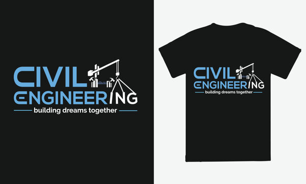 print civil engineering students  t shirt design template  vector