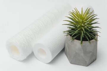 cartridges for water filter on white