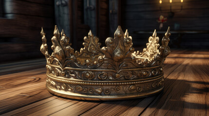 Detailled golden crown. Generative AI.