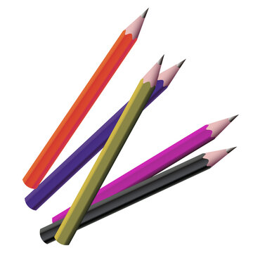 five drawing pencils vector illustration