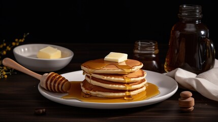 pancakes with butter and honey