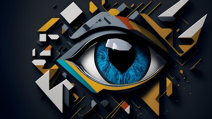 abstract image with geometric figures with female eye	