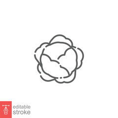 Cabbage icon. Green vegetable, salad, leaf, food concept. Simple outline style. Thin line symbol. Vector illustration isolated on white background. Editable stroke EPS 10.