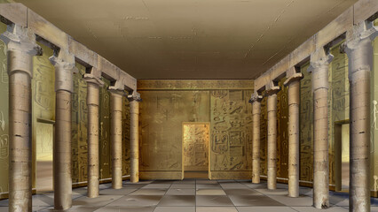 Ancient egyptian temple interior illustration