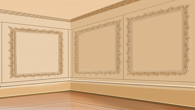 Empty brown walls in an art gallery illustration