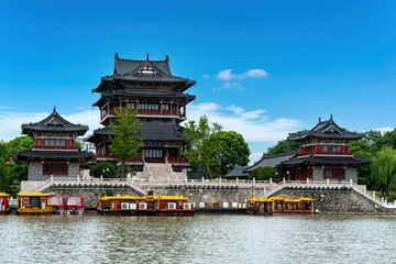 Fototapeta na wymiar Wanghai Tower, Fengcheng River, Taizhou